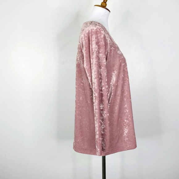J. Jill Pink Crushed Velvet V-neck Top Sz. M - Picture 3 of 10